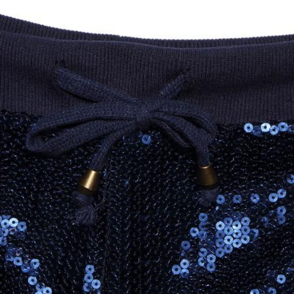 BLUE SILVER SEQUIN JOGGERS WITH DRAWSTRING WAIST - Picture 4 of 4